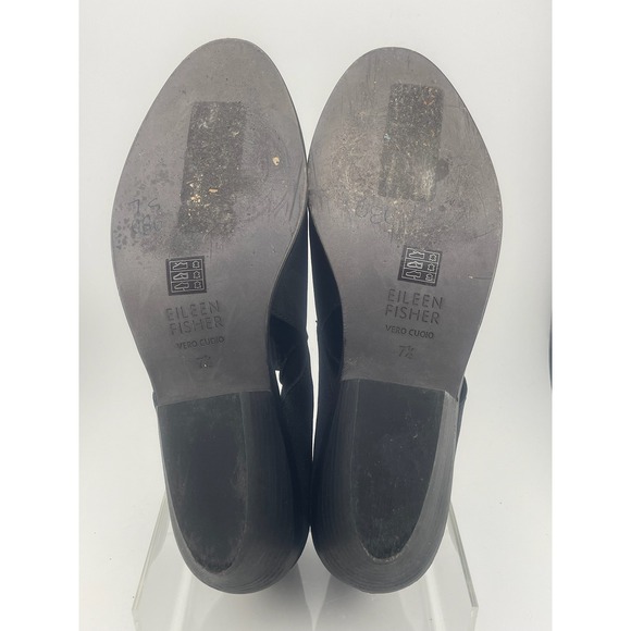 Eileen Fisher Perry black nubuck suede elastic cutout shoes booties sz 7.5 - Picture 15 of 16